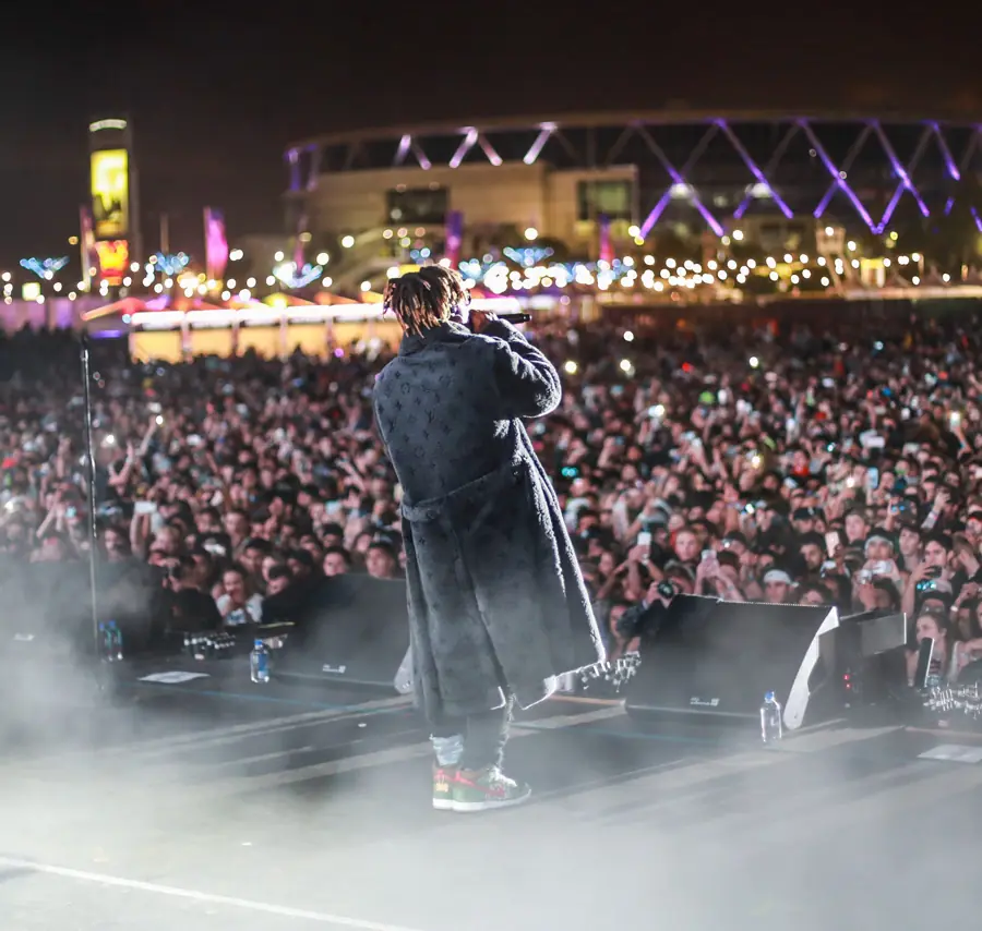 Artist on stage in smoke